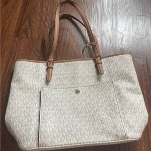 Michael Kors Cream and Tan Tote Bag
